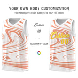Custom White Light Orange Graffiti Pattern Fluids Style Sports Uniform Basketball Jersey Sets