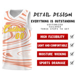 Custom White Light Orange Graffiti Pattern Fluids Style Sports Uniform Basketball Jersey Sets