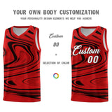 Custom Red Black Graffiti Pattern Fluids Style Sports Uniform Basketball Jersey Sets