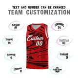 Custom Red Black Graffiti Pattern Fluids Style Sports Uniform Basketball Jersey Sets