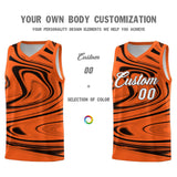 Custom Orange Black Graffiti Pattern Fluids Style Sports Uniform Basketball Jersey Sets