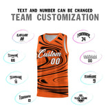 Custom Orange Black Graffiti Pattern Fluids Style Sports Uniform Basketball Jersey Sets
