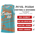 Custom Aqua Orange Graffiti Pattern Fluids Style Sports Uniform Basketball Jersey Sets