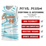 Custom White Aqua Graffiti Pattern Fluids Style Sports Uniform Basketball Jersey Sets