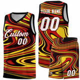 Custom Black Red Graffiti Pattern Fluids Style Sports Uniform Basketball Jersey Sets