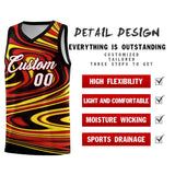 Custom Black Red Graffiti Pattern Fluids Style Sports Uniform Basketball Jersey Sets