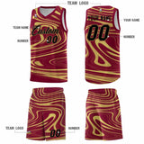 Custom Crimson Khaki Graffiti Pattern Fluids Style Sports Uniform Basketball Jersey Sets