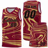 Custom Crimson Khaki Graffiti Pattern Fluids Style Sports Uniform Basketball Jersey Sets