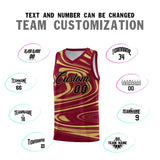 Custom Crimson Khaki Graffiti Pattern Fluids Style Sports Uniform Basketball Jersey Sets