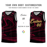 Custom Black Crimson Graffiti Pattern Fluids Style Sports Uniform Basketball Jersey Sets