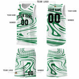 Custom White Kelly Green Graffiti Pattern Fluids Style Sports Uniform Basketball Jersey Sets