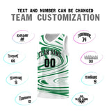 Custom White Kelly Green Graffiti Pattern Fluids Style Sports Uniform Basketball Jersey Sets