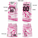 Custom White Pink Graffiti Pattern Fluids Style Sports Uniform Basketball Jersey Sets