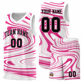 Custom White Pink Graffiti Pattern Fluids Style Sports Uniform Basketball Jersey Sets