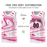 Custom White Pink Graffiti Pattern Fluids Style Sports Uniform Basketball Jersey Sets