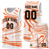 Custom White Orange Graffiti Pattern Fluids Style Sports Uniform Basketball Jersey Sets