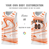 Custom White Orange Graffiti Pattern Fluids Style Sports Uniform Basketball Jersey Sets