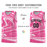 Custom Pink White Graffiti Pattern Fluids Style Sports Uniform Basketball Jersey Sets