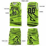 Custom Light Green Black Graffiti Pattern Fluids Style Sports Uniform Basketball Jersey Sets