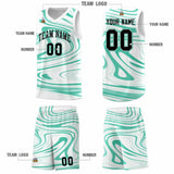 Custom White Bright Green Graffiti Pattern Fluids Style Sports Uniform Basketball Jersey Sets