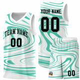 Custom White Bright Green Graffiti Pattern Fluids Style Sports Uniform Basketball Jersey Sets