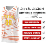 Custom White Light Orange Graffiti Pattern Fluids Style Sports Uniform Basketball Jersey Sets