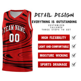 Custom Red Black Graffiti Pattern Fluids Style Sports Uniform Basketball Jersey Sets
