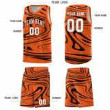 Custom Orange Black Graffiti Pattern Fluids Style Sports Uniform Basketball Jersey Sets