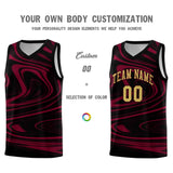 Custom Black Crimson Graffiti Pattern Fluids Style Sports Uniform Basketball Jersey Sets