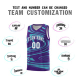 Custom Purple Aqua Graffiti Pattern Fluids Style Sports Uniform Basketball Jersey Sets