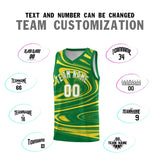 Custom Kelly Green Gold Graffiti Pattern Fluids Style Sports Uniform Basketball Jersey Sets