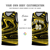 Custom Black Gold Graffiti Pattern Fluids Style Sports Uniform Basketball Jersey Sets