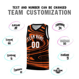 Custom Black Orange Graffiti Pattern Fluids Style Sports Uniform Basketball Jersey Sets