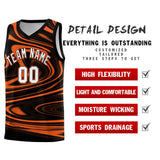 Custom Black Orange Graffiti Pattern Fluids Style Sports Uniform Basketball Jersey Sets