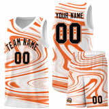 Custom White Orange Graffiti Pattern Fluids Style Sports Uniform Basketball Jersey Sets