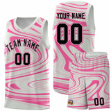 Custom Gray Pink Graffiti Pattern Fluids Style Sports Uniform Basketball Jersey Sets