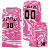 Custom Pink White Graffiti Pattern Fluids Style Sports Uniform Basketball Jersey Sets