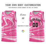 Custom Pink White Graffiti Pattern Fluids Style Sports Uniform Basketball Jersey Sets