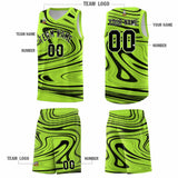 Custom Light Green Black Graffiti Pattern Fluids Style Sports Uniform Basketball Jersey Sets
