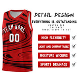 Custom Red Black Graffiti Pattern Fluids Style Sports Uniform Basketball Jersey Sets