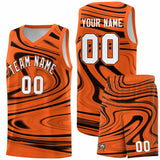 Custom Orange Black Graffiti Pattern Fluids Style Sports Uniform Basketball Jersey Sets
