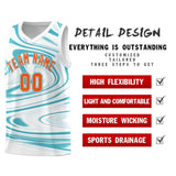 Custom White Aqua Graffiti Pattern Fluids Style Sports Uniform Basketball Jersey Sets
