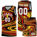 Custom Black Red Graffiti Pattern Fluids Style Sports Uniform Basketball Jersey Sets