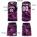 Custom Black Purple Graffiti Pattern Fluids Style Sports Uniform Basketball Jersey Sets