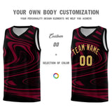 Custom Black Crimson Graffiti Pattern Fluids Style Sports Uniform Basketball Jersey Sets