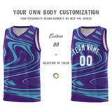 Custom Purple Aqua Graffiti Pattern Fluids Style Sports Uniform Basketball Jersey Sets
