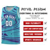 Custom Aqua Purple Graffiti Pattern Fluids Style Sports Uniform Basketball Jersey Sets