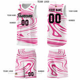 Custom White Pink Graffiti Pattern Fluids Style Sports Uniform Basketball Jersey Sets