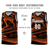 Custom Black Orange Graffiti Pattern Fluids Style Sports Uniform Basketball Jersey Sets