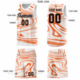 Custom White Orange Graffiti Pattern Fluids Style Sports Uniform Basketball Jersey Sets